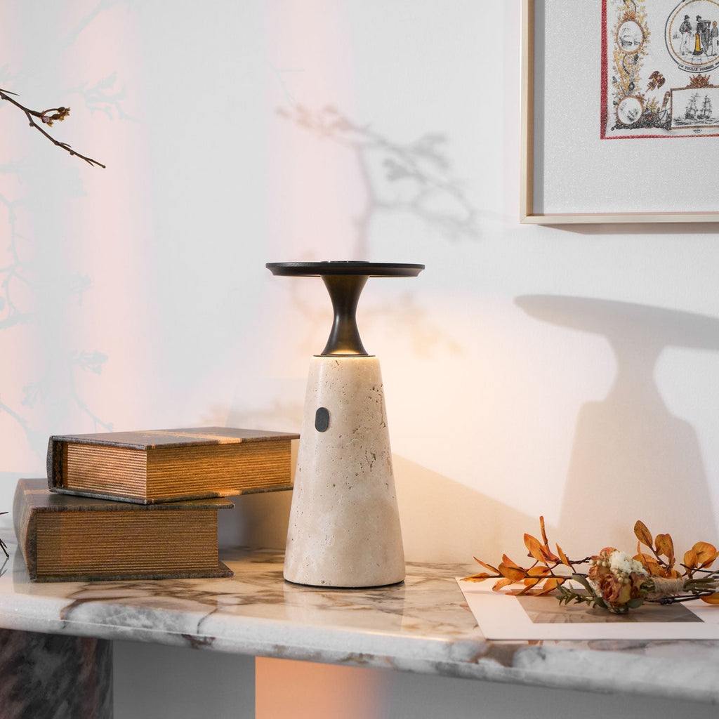 Kenrenheath Travertine Table Lamp-Moonnatur