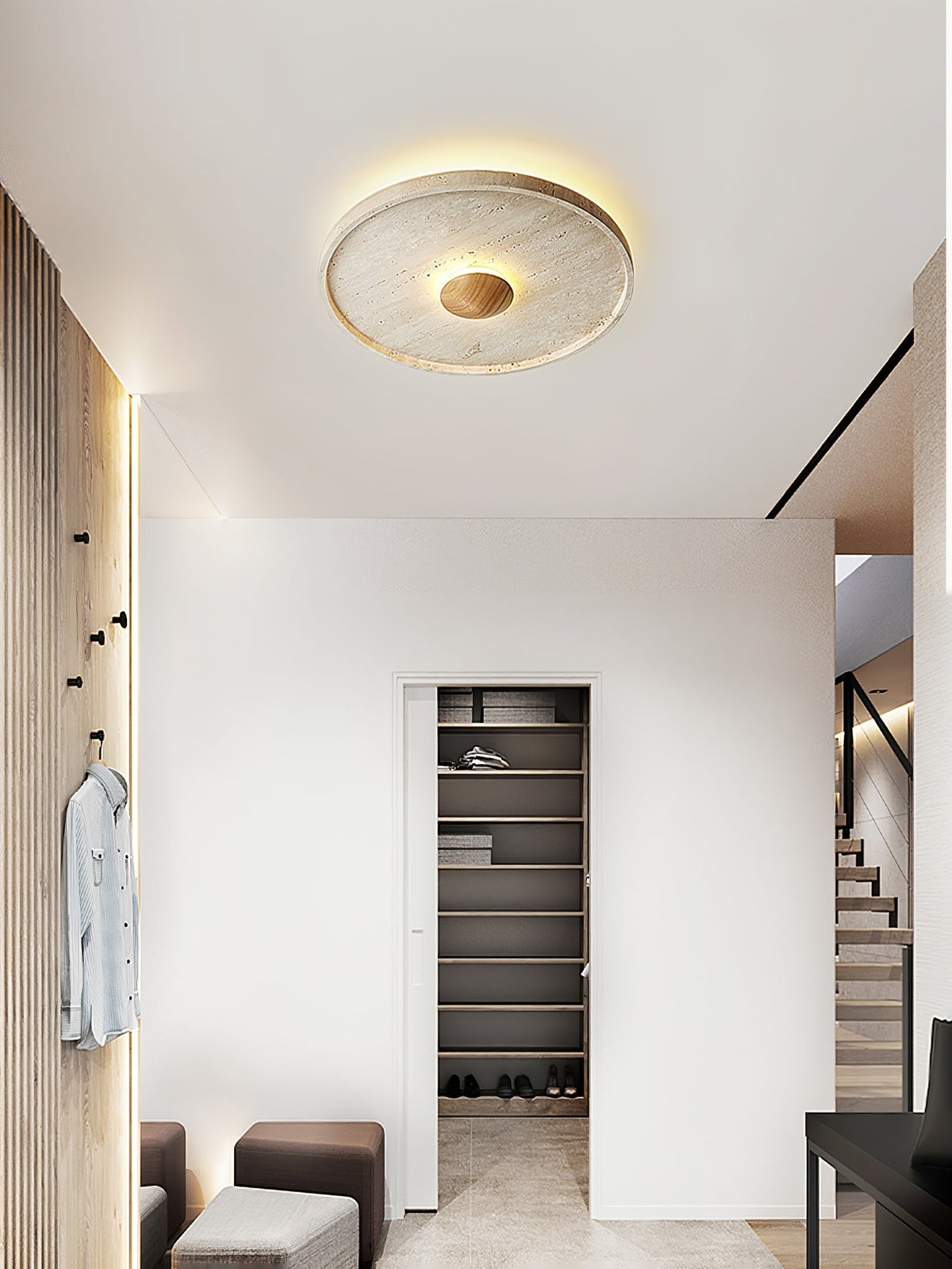 Woldenfern Travertine Ceiling Light-Moonnatur