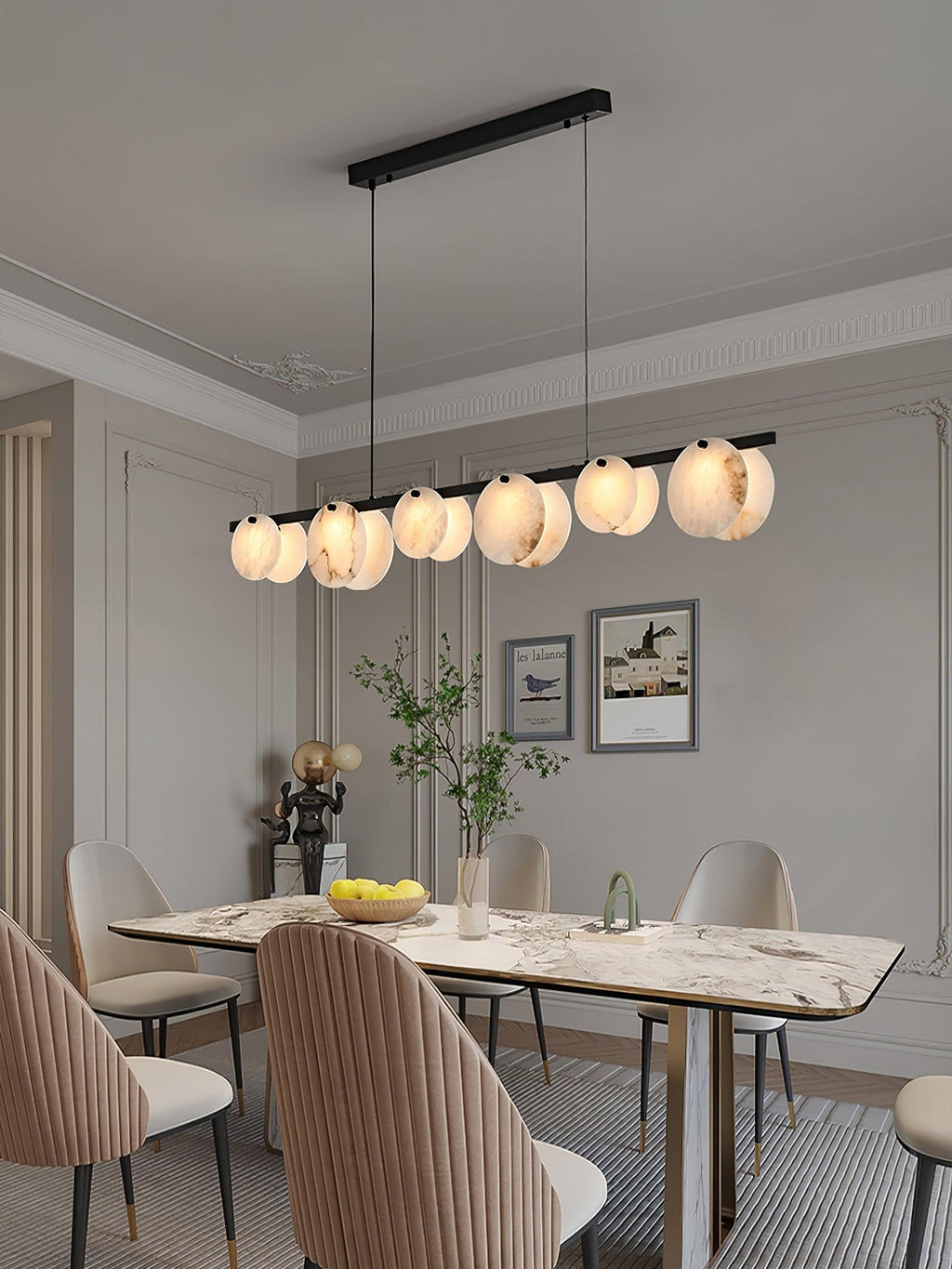 Barrowden Alabaster Pendant Light-Moonnatur
