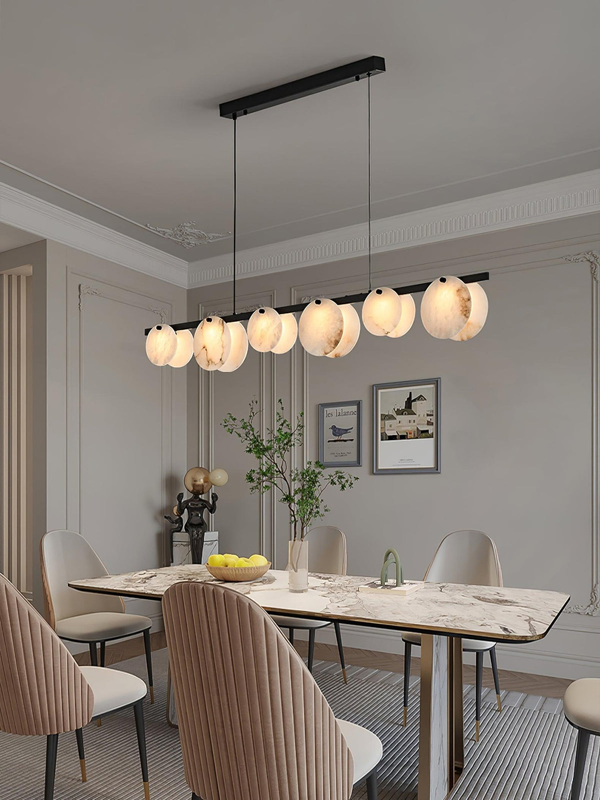 Barrowden Alabaster Pendant Light-Moonnatur