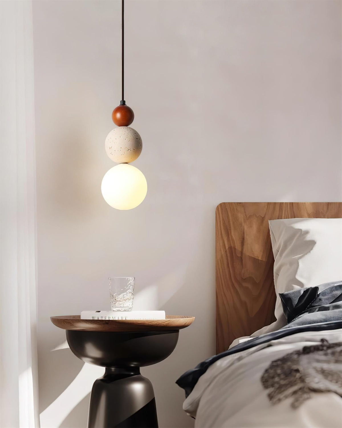 Ainsgrove Travertine Pendant Light-Moonnatur