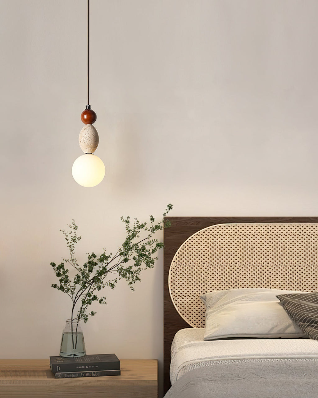Ainsgrove Travertine Pendant Light-Moonnatur