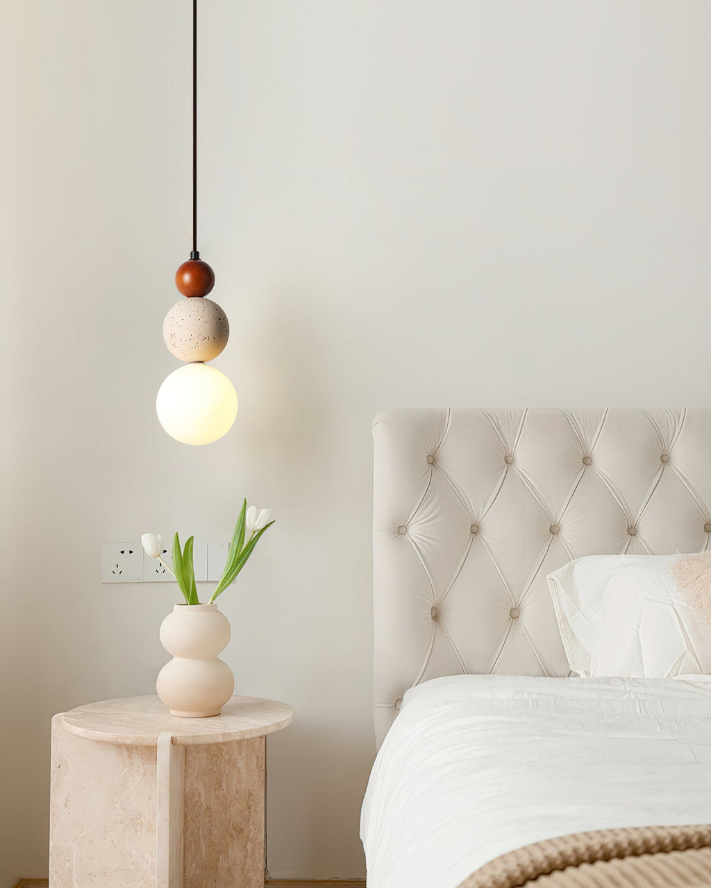 Ainsgrove Travertine Pendant Light-Moonnatur