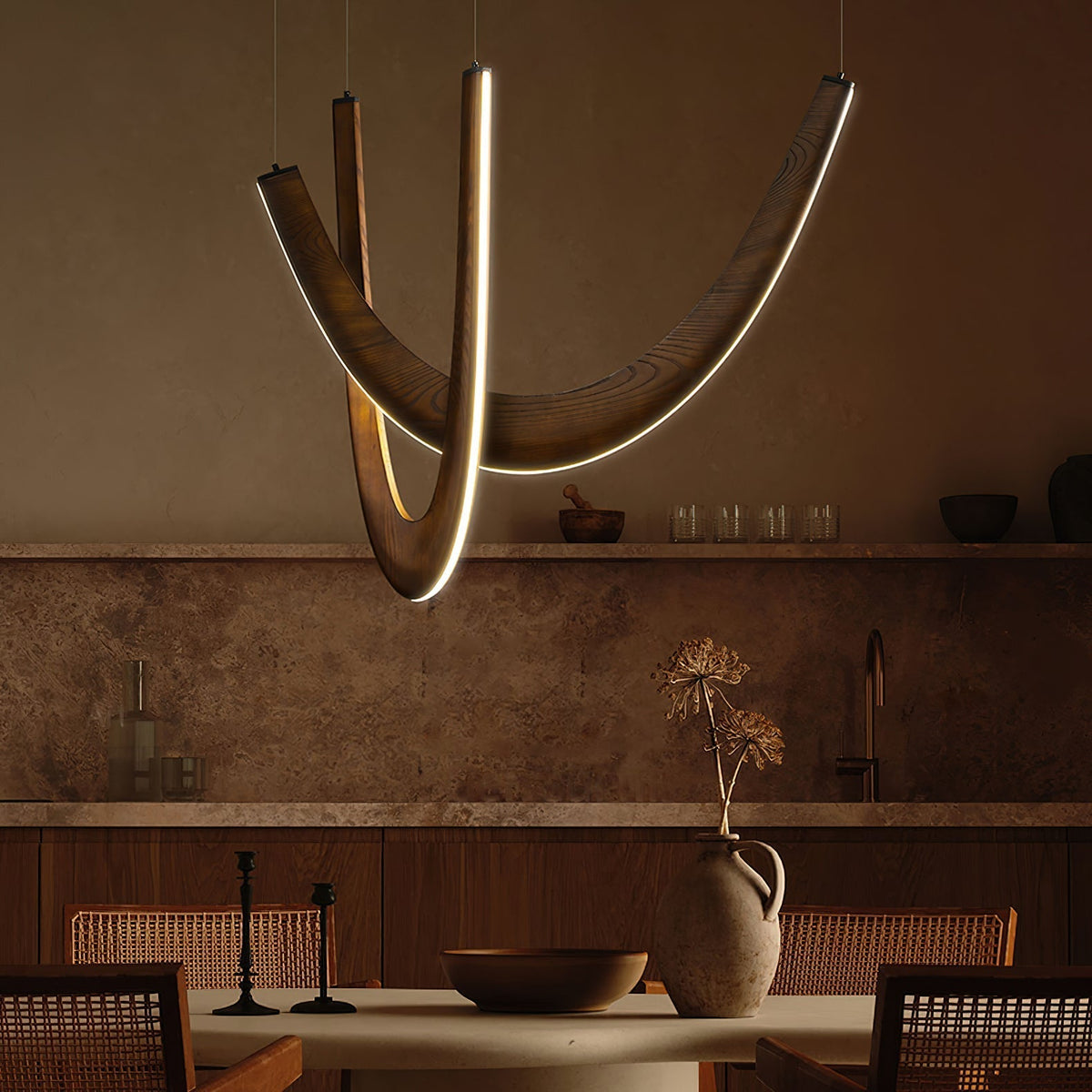 Fennora Wood Pendant Light-Moonnatur