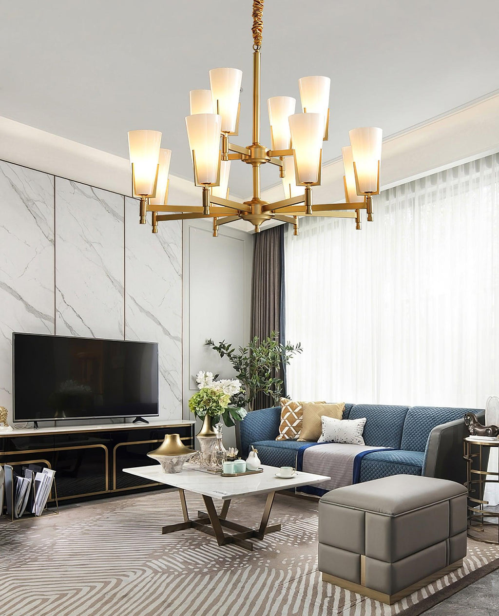 Yvenwyn Glass Chandelier-Moonnatur