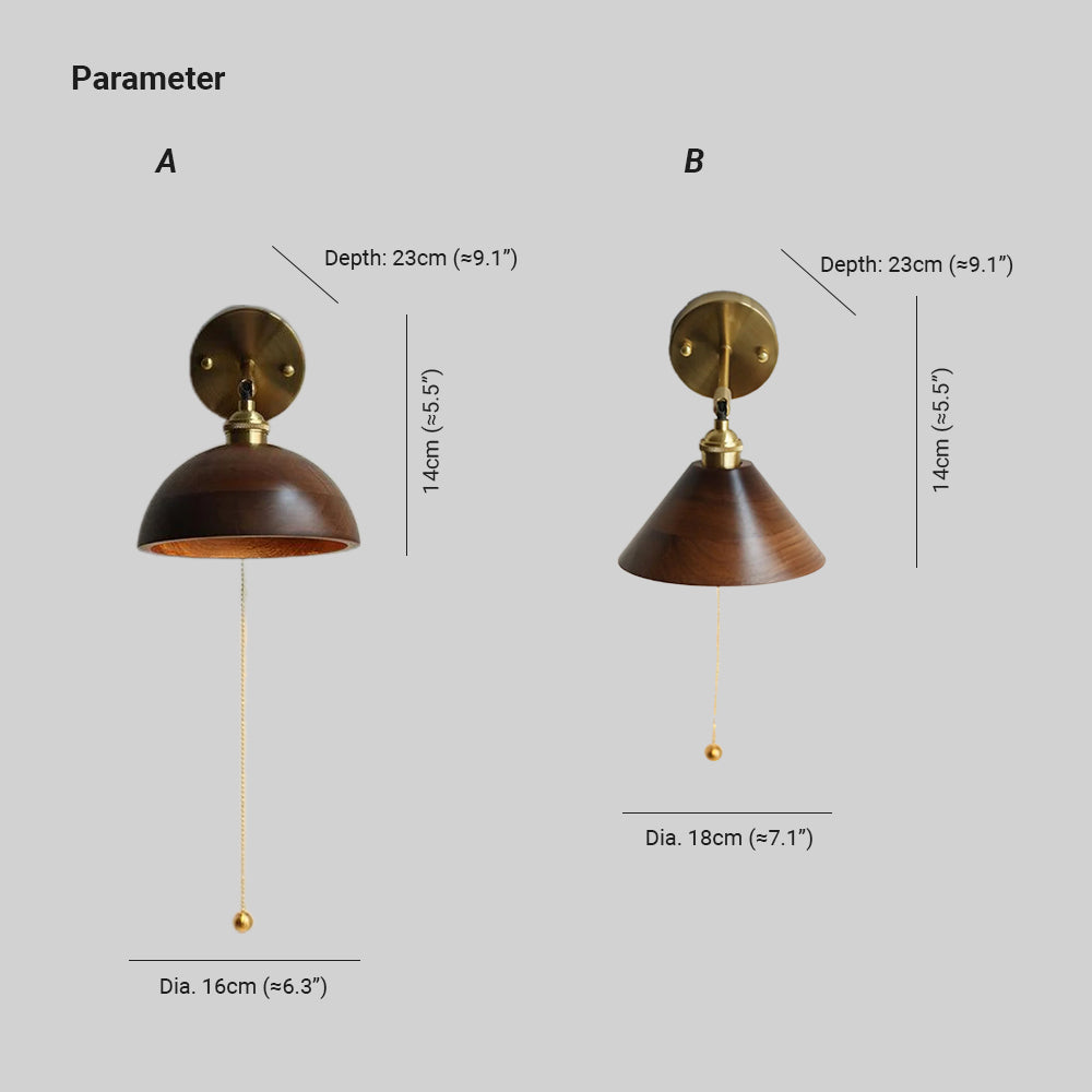 Farnelley Walnut Wall Light-Moonnatur