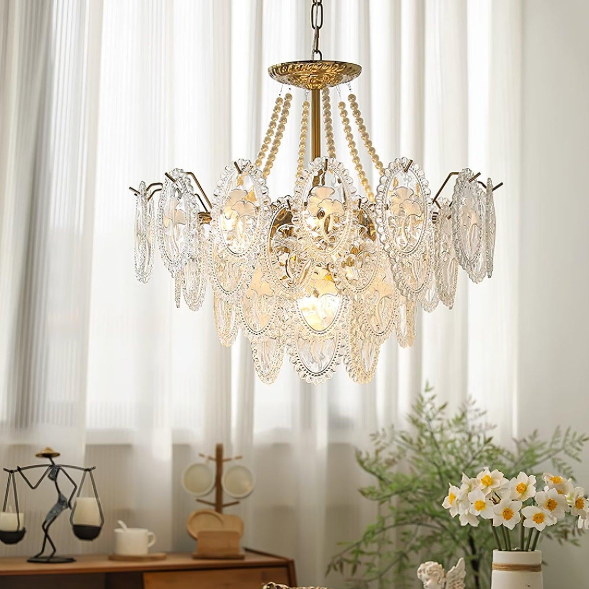 Whitenwynne Glass Chandelier-Moonnatur
