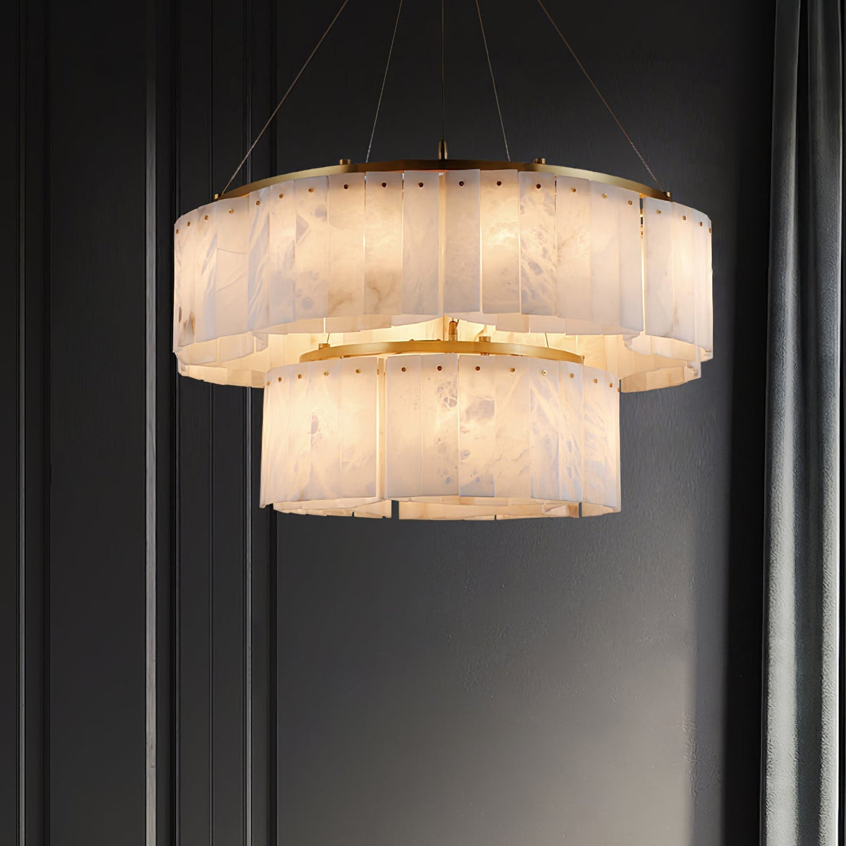 Langrenfern Alabaster Chandelier-Moonnatur