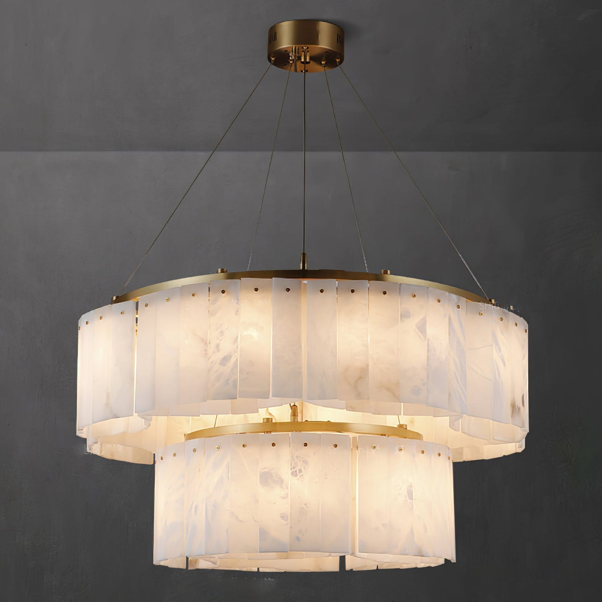 Langrenfern Alabaster Chandelier-Moonnatur