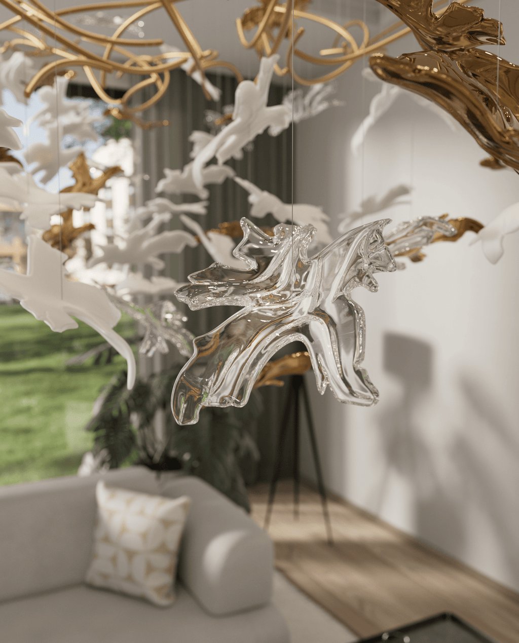 Tavora Glass Chandelier-Moonnatur