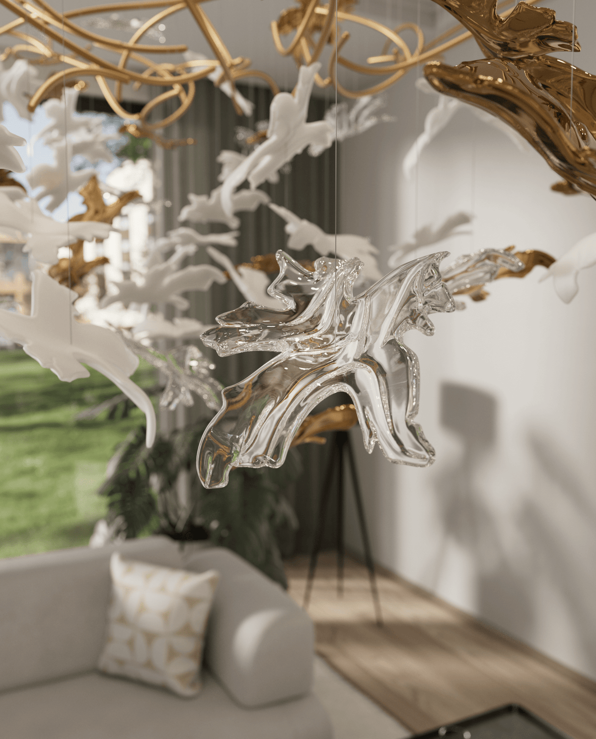 Tavora Glass Chandelier-Moonnatur