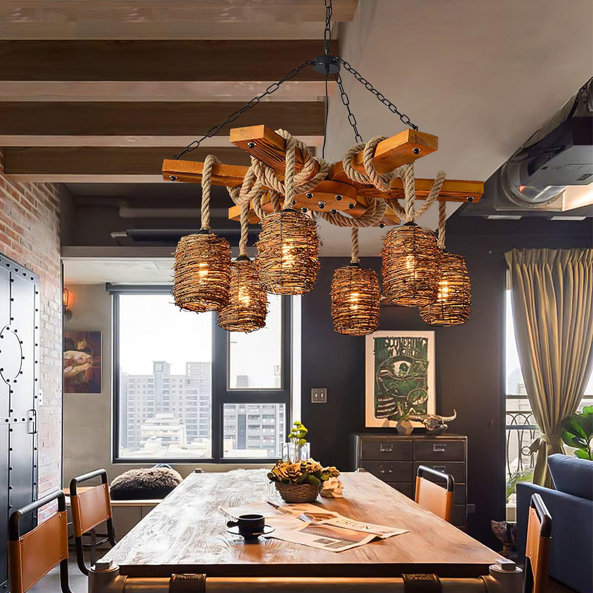 Orenva Rattan Chandelier-Moonnatur