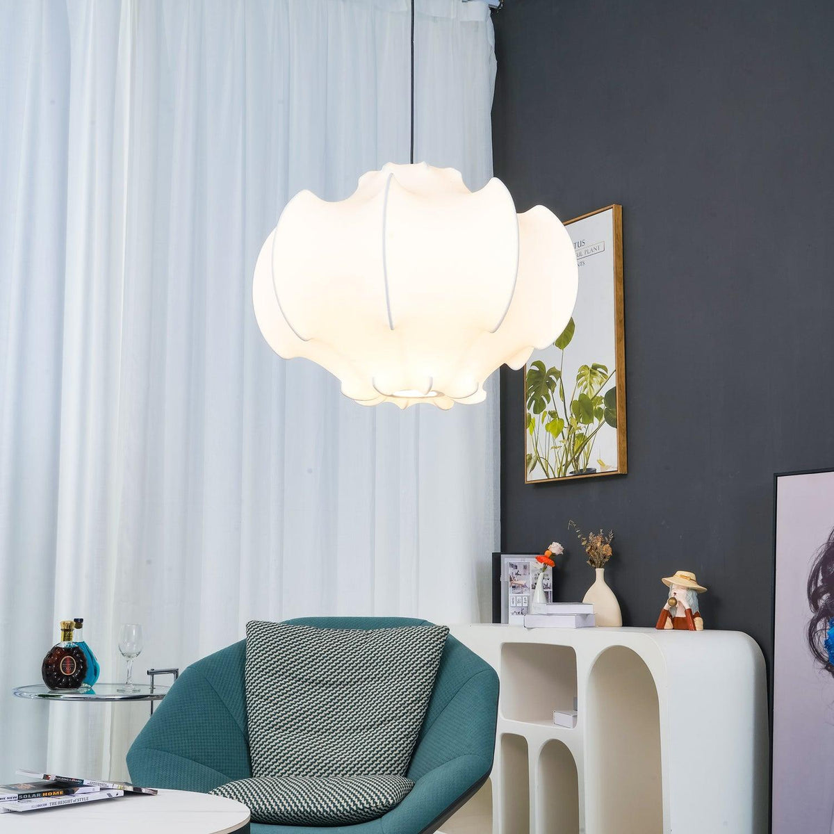 Grevenna Cocoon Silk Pendant Light-Moonnatur