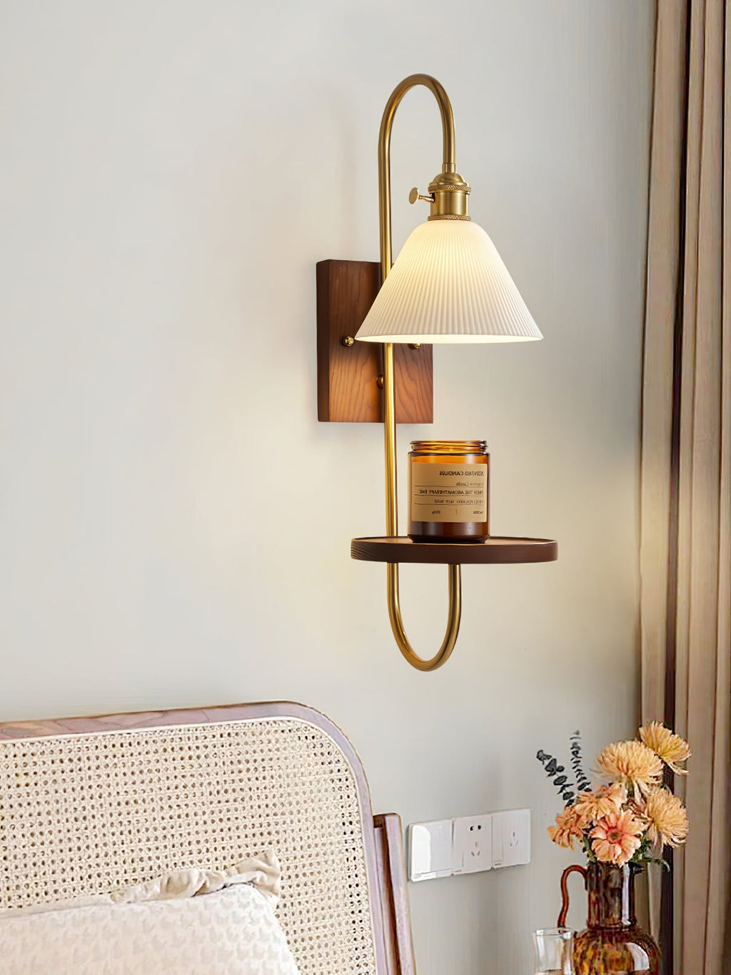 Deldenaria Wood Wall Light-Moonnatur