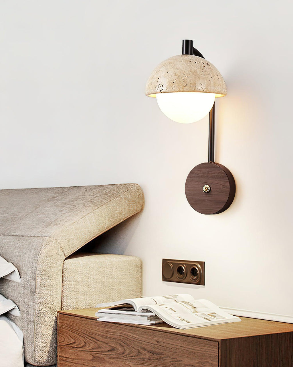 Jorrenfern Travertine Wall Light-Moonnatur