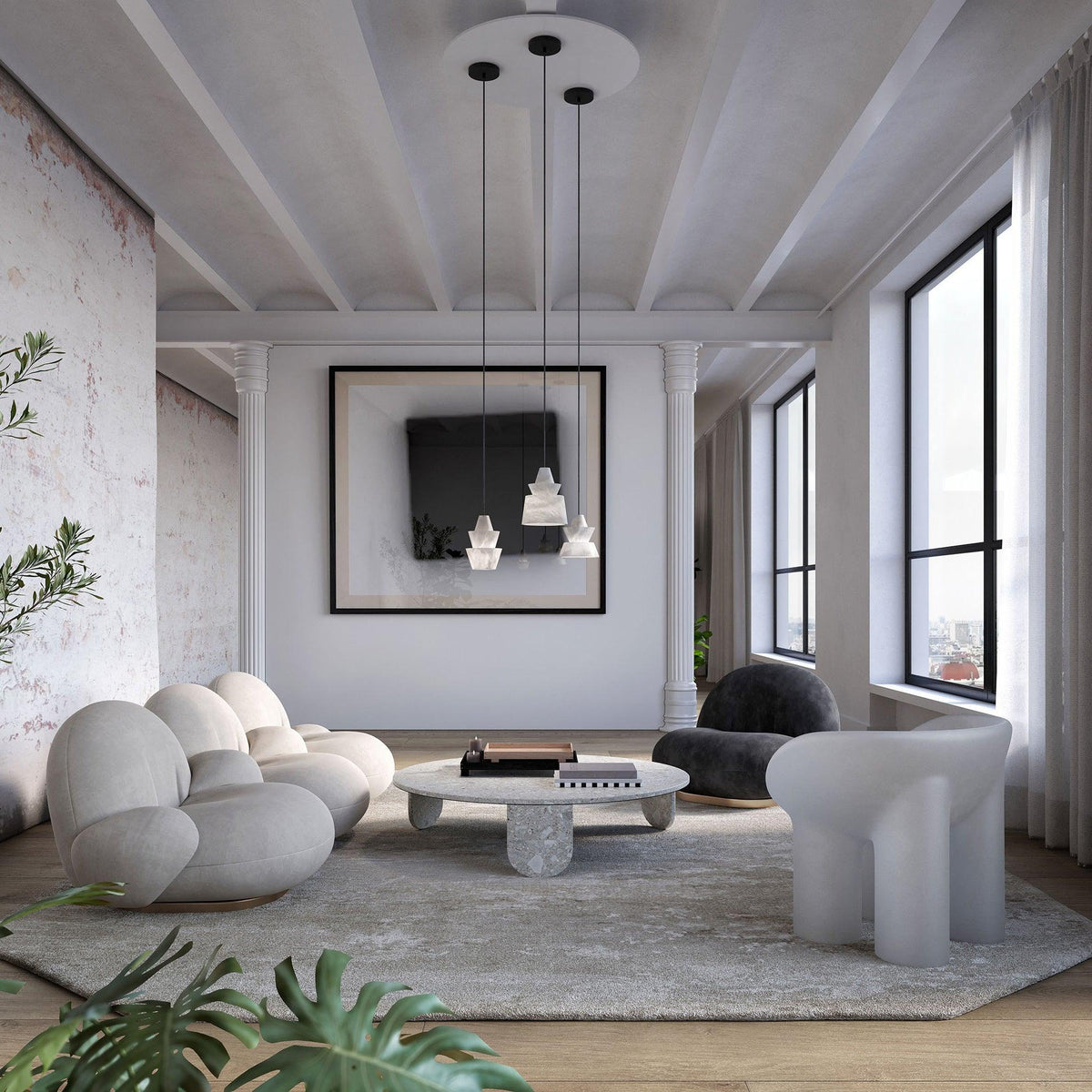 Altonholm Alabaster Pendant Light-Moonnatur