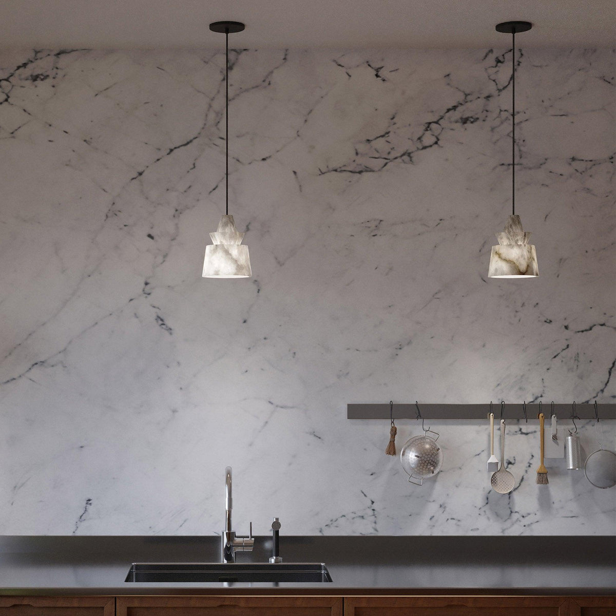 Altonholm Alabaster Pendant Light-Moonnatur
