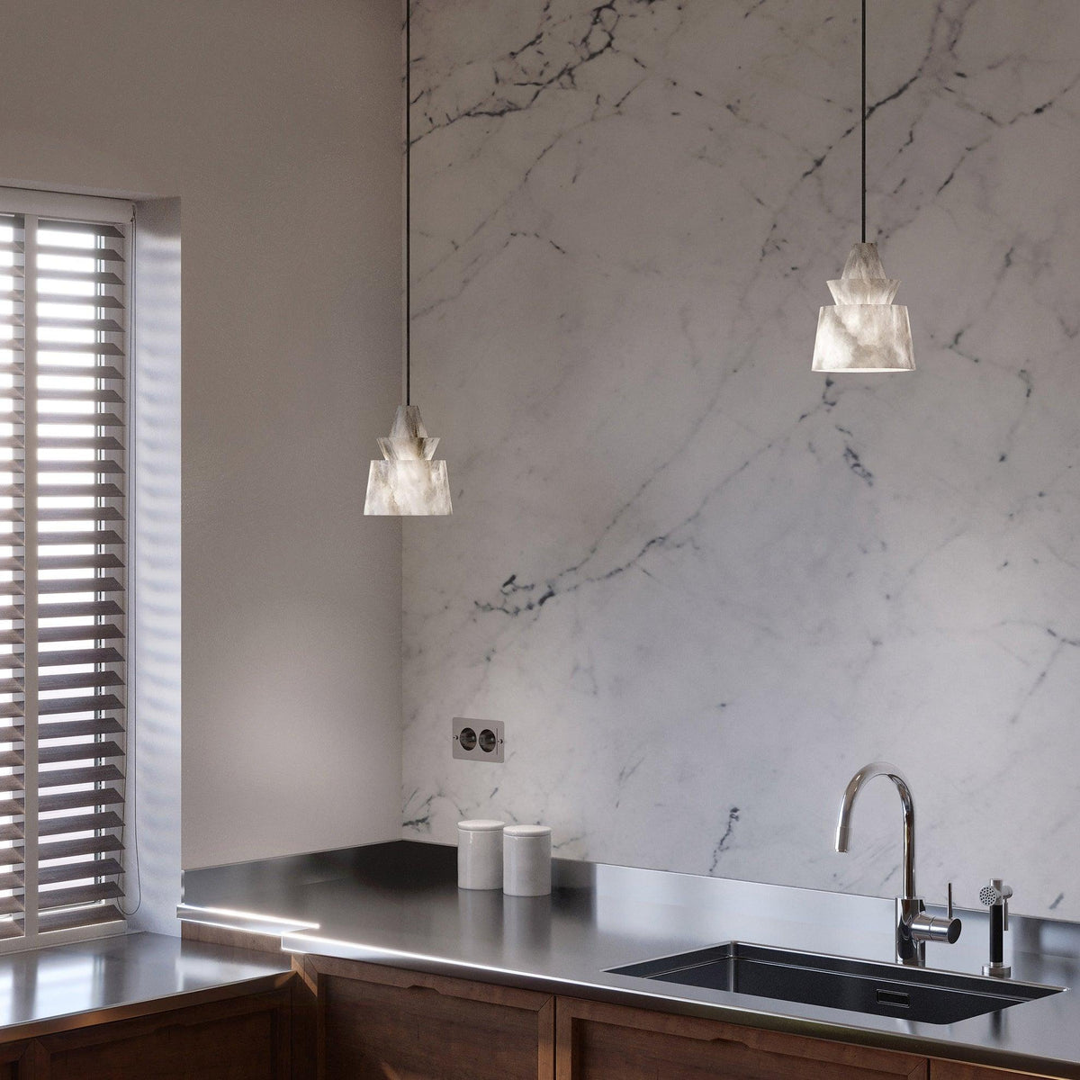 Altonholm Alabaster Pendant Light-Moonnatur