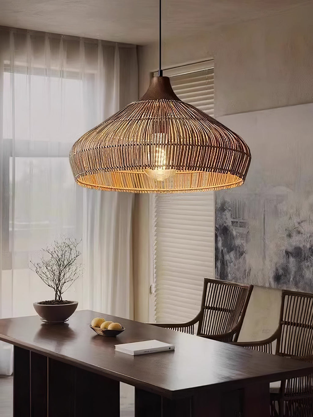 Anseliel Rattan Pendant Light-Moonnatur