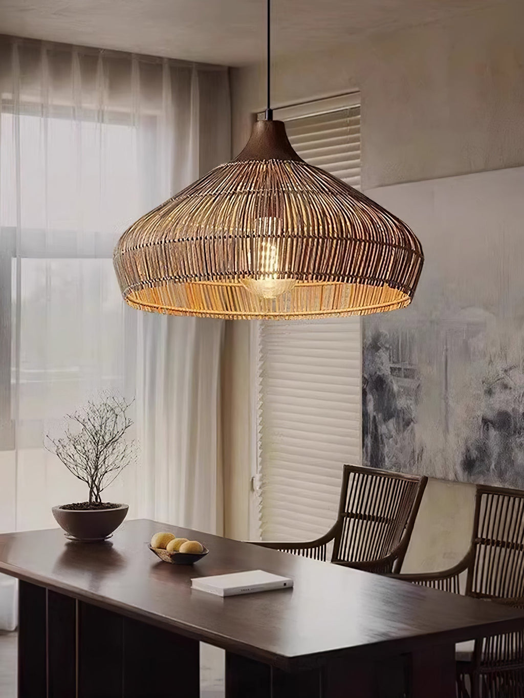 Anseliel Rattan Pendant Light-Moonnatur