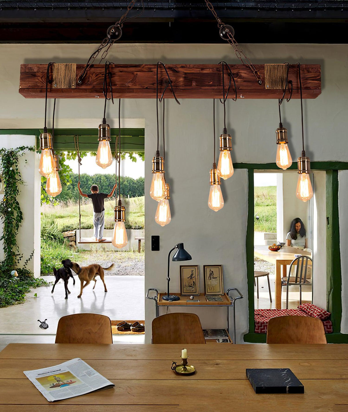 Elrenina Wood Chandelier-Moonnatur