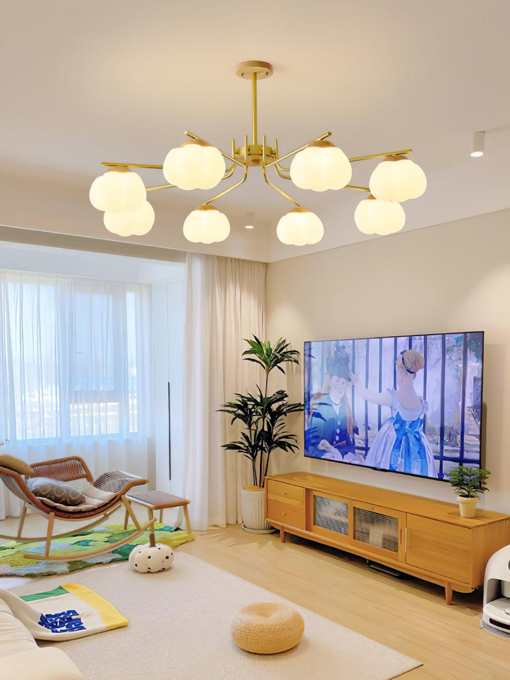 Morrelgrove Rubberwood Chandelier-Moonnatur