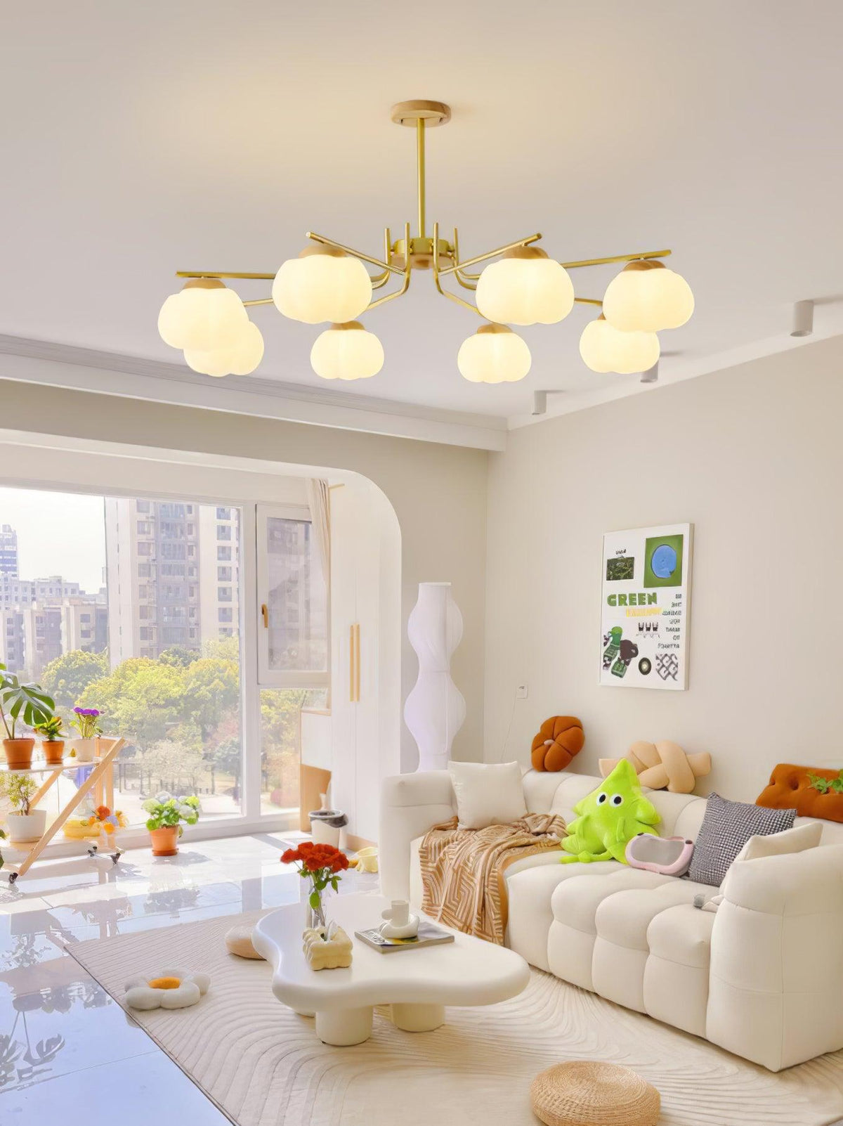 Morrelgrove Rubberwood Chandelier-Moonnatur