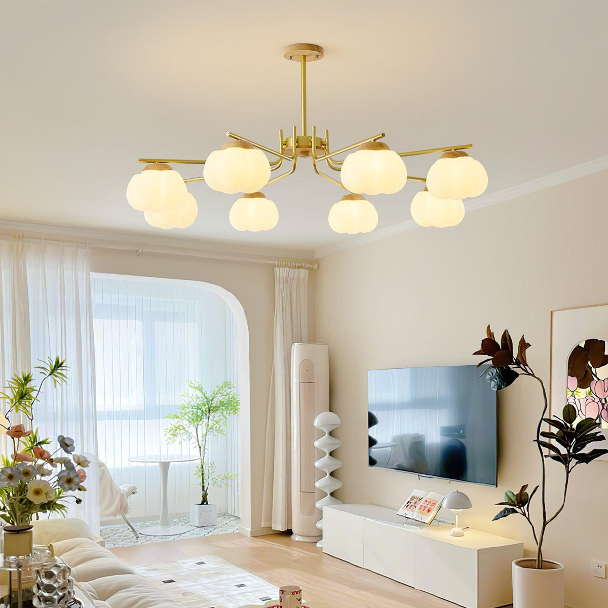 Morrelgrove Rubberwood Chandelier-Moonnatur