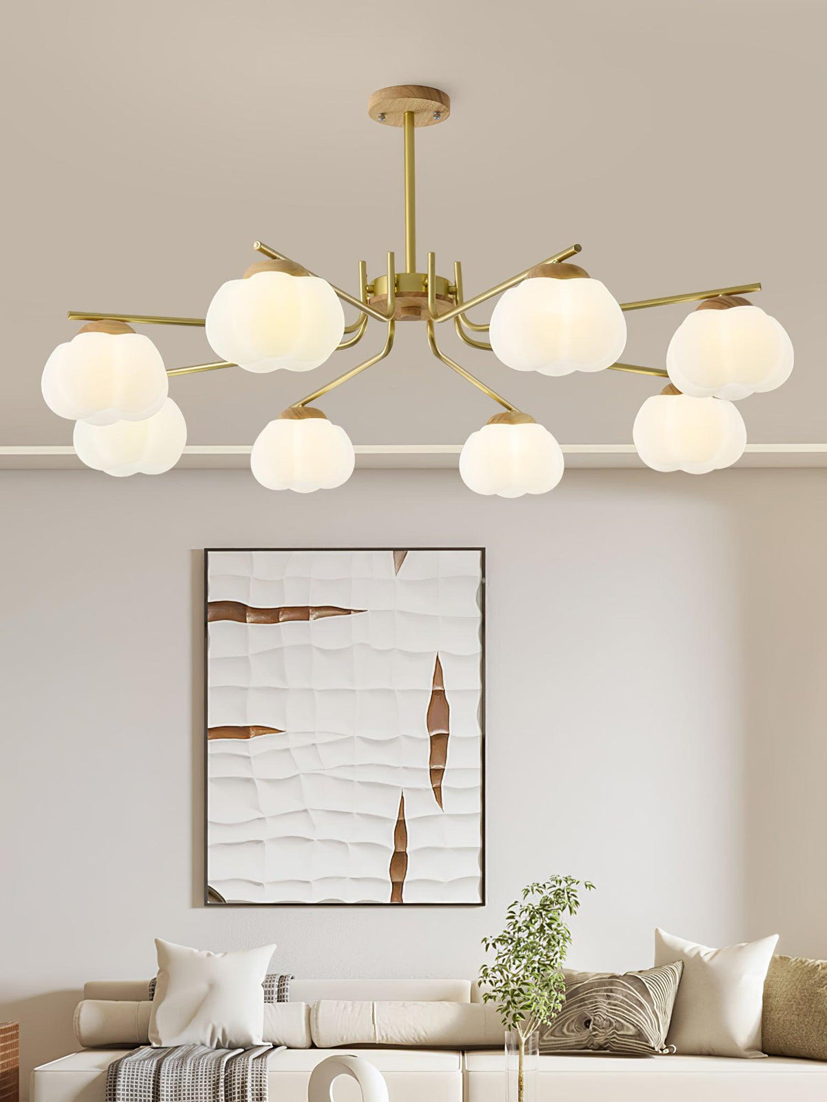 Morrelgrove Rubberwood Chandelier-Moonnatur