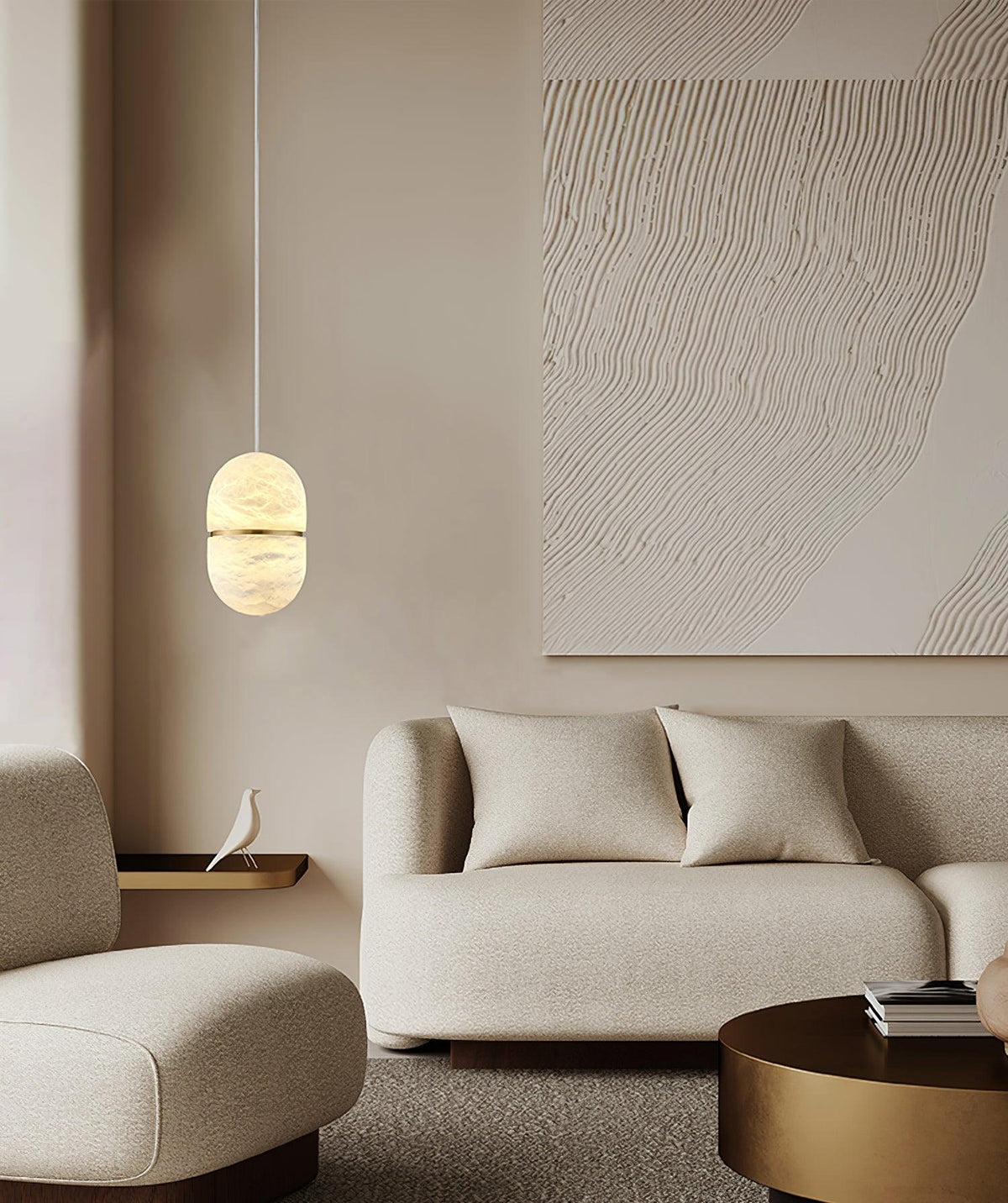 Harvenmere Alabaster Pendant Light-Moonnatur