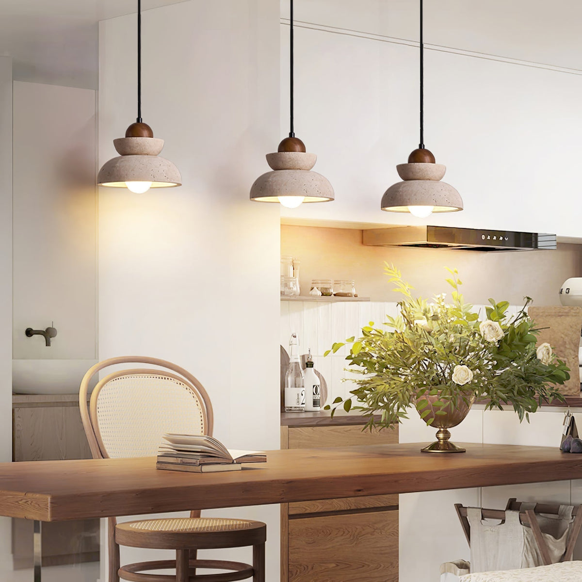 Garneleris Travertine Pendant Light-Moonnatur