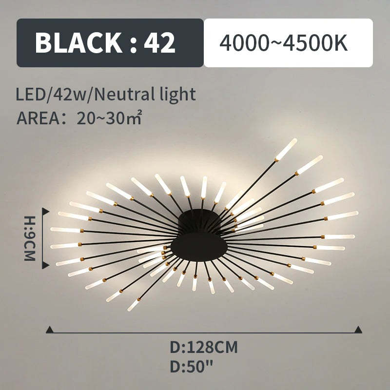 Wesley Flush-Mount Ceiling Light Fireworks, Black/Gold - Neutralighting