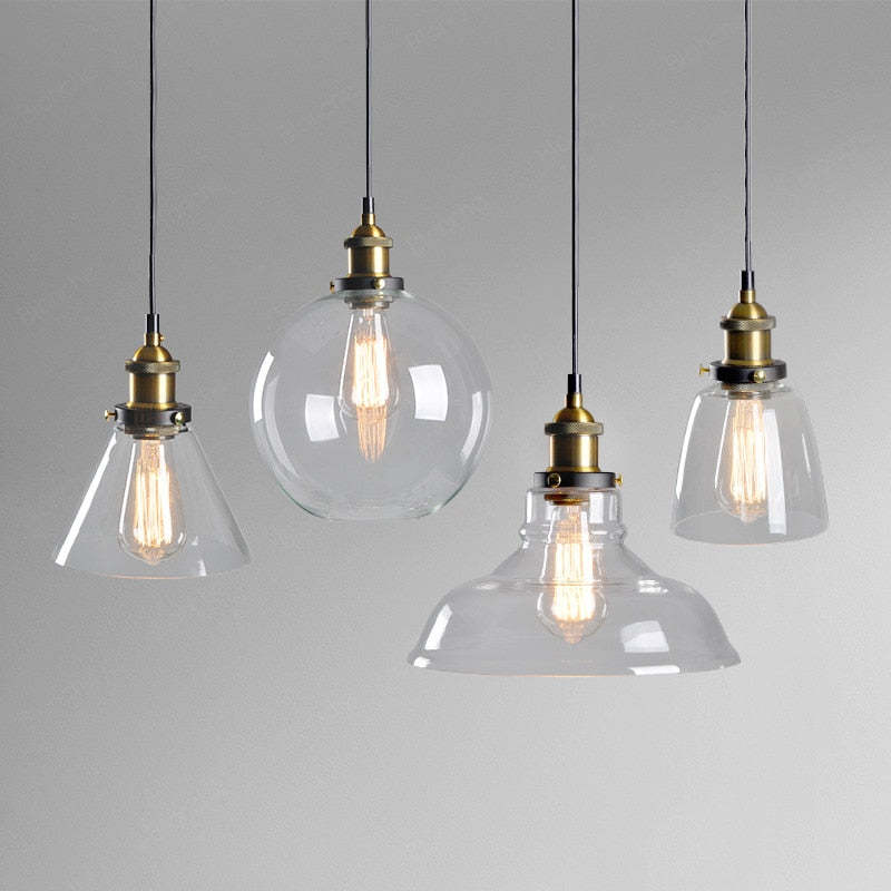 June Industrial Glass Pendant Light Clear/Amber/Smoke Grey - Neutralighting