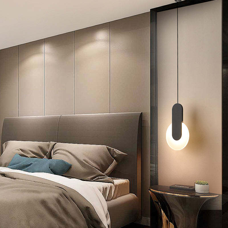 Doria Modern LED Pendant Light Black/White Metal Living Room - Neutralighting