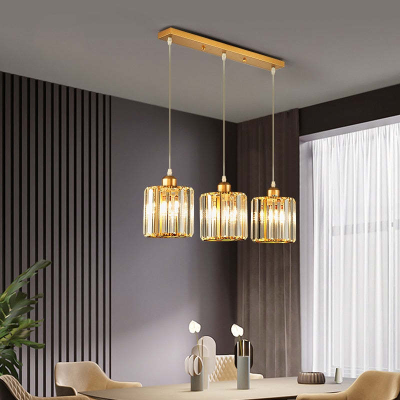 Vina Modern Cluster Cylinder Glass Pendant Light, Black/Gold - Neutralighting