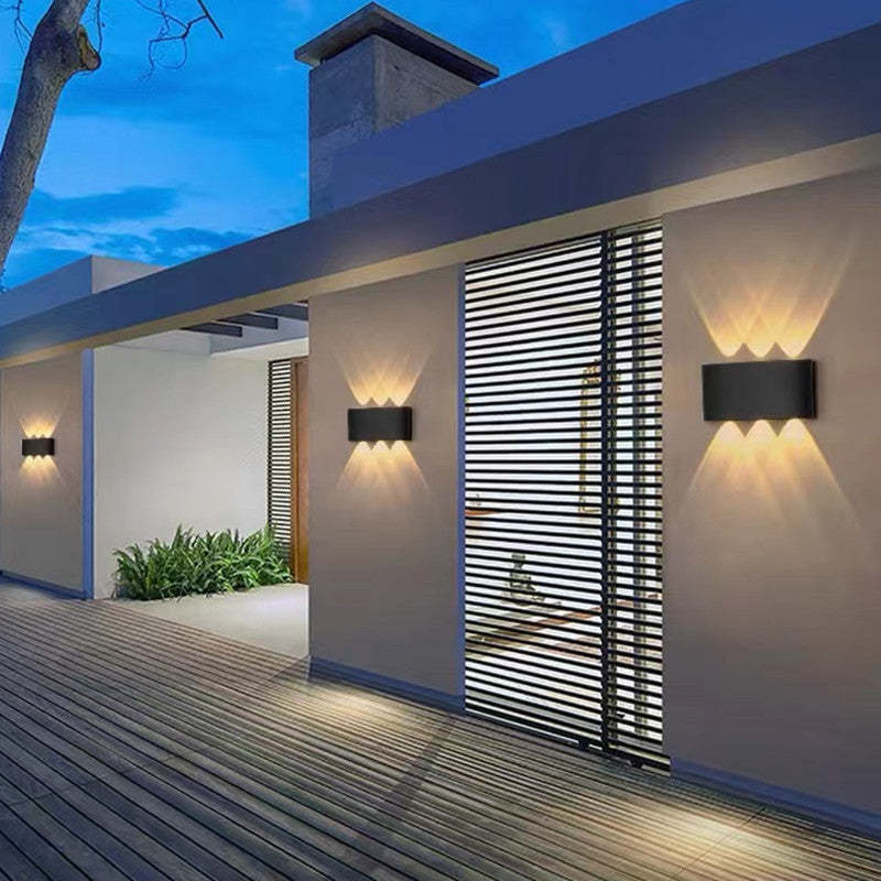 Tronix Modern Rectangular Metal Outdoor Wall Lamp, Black/White, Water-wave - Neutralighting