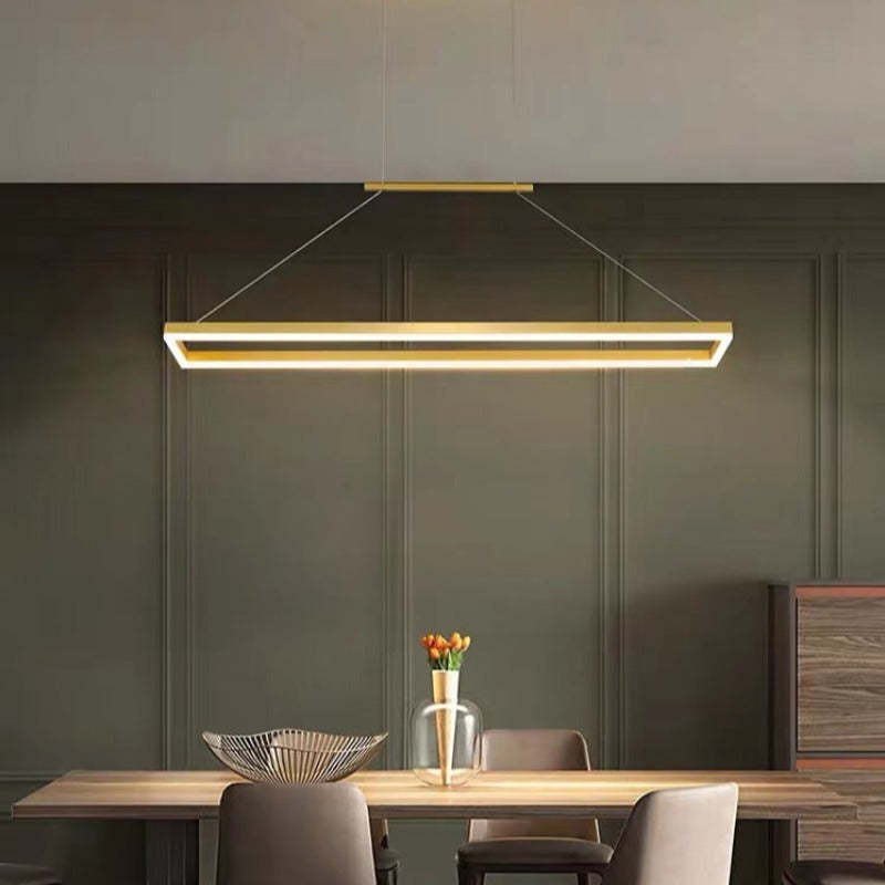 Gloen Modern Rectangular Hanging Pendant Light, Gold/Coffee - Neutralighting