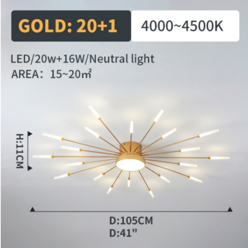 Wesley Modern Home Decoration Fireworks LED Ceiling Light - Neutralighting