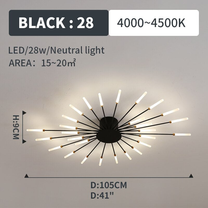 Wesley Flush-Mount Ceiling Light Fireworks, Black/Gold - Neutralighting