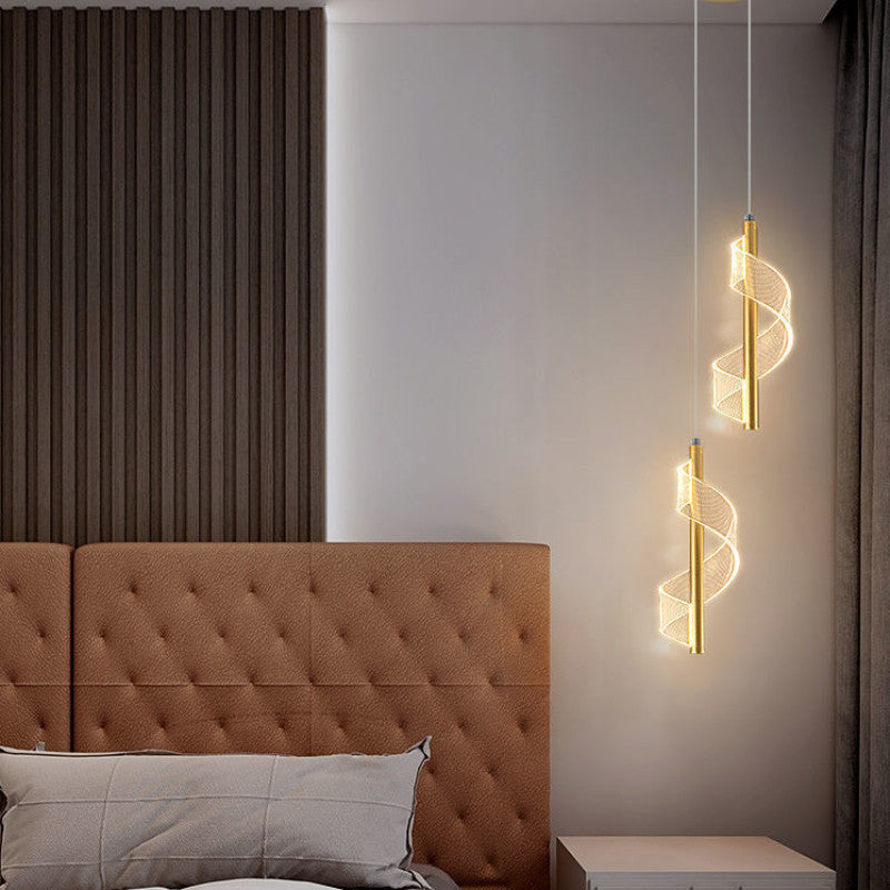 Zeva Vintage Golden Ribbon Pendant Light, Metal/Acrylic - Neutralighting
