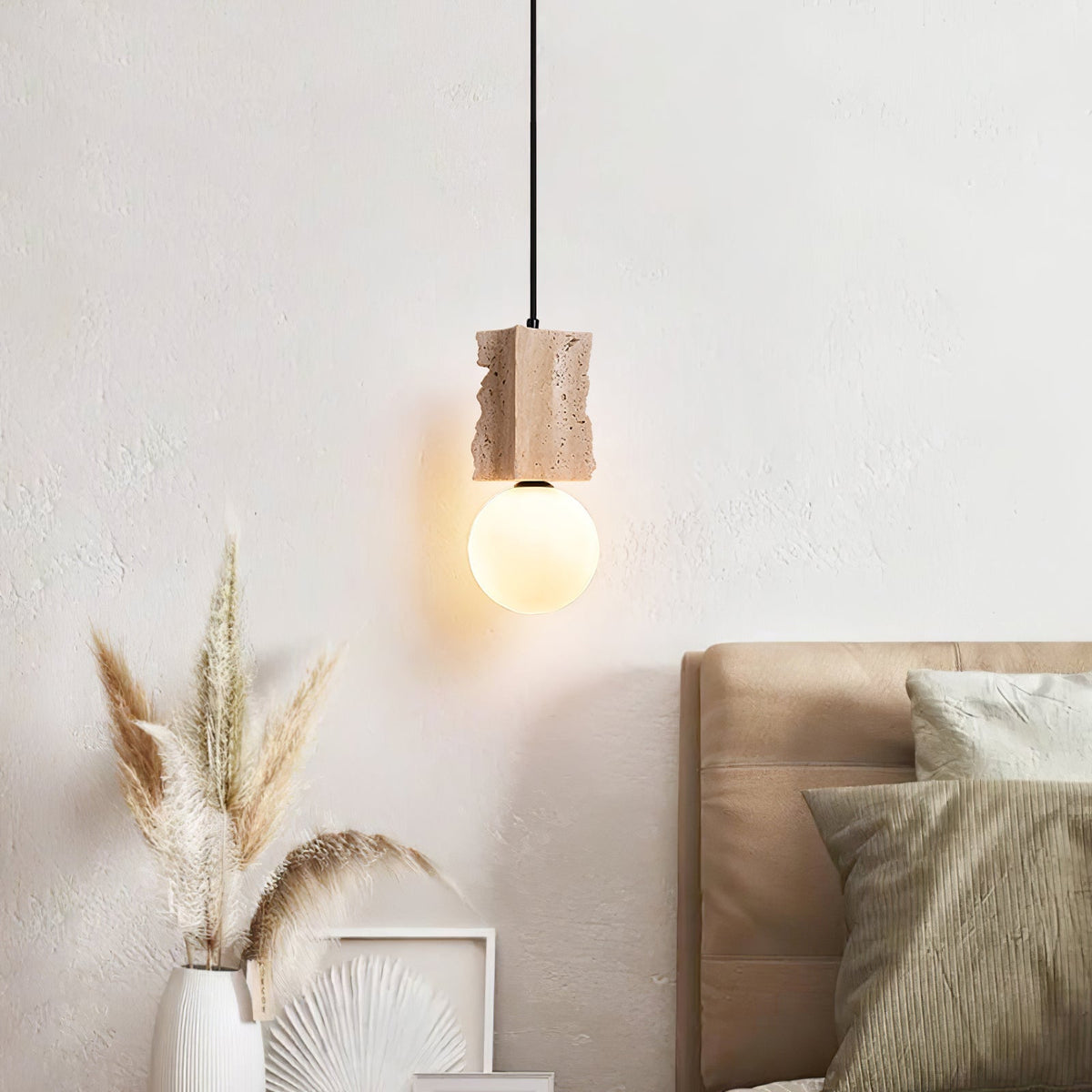 Merrenwren Travertine Pendant Light-Moonnatur