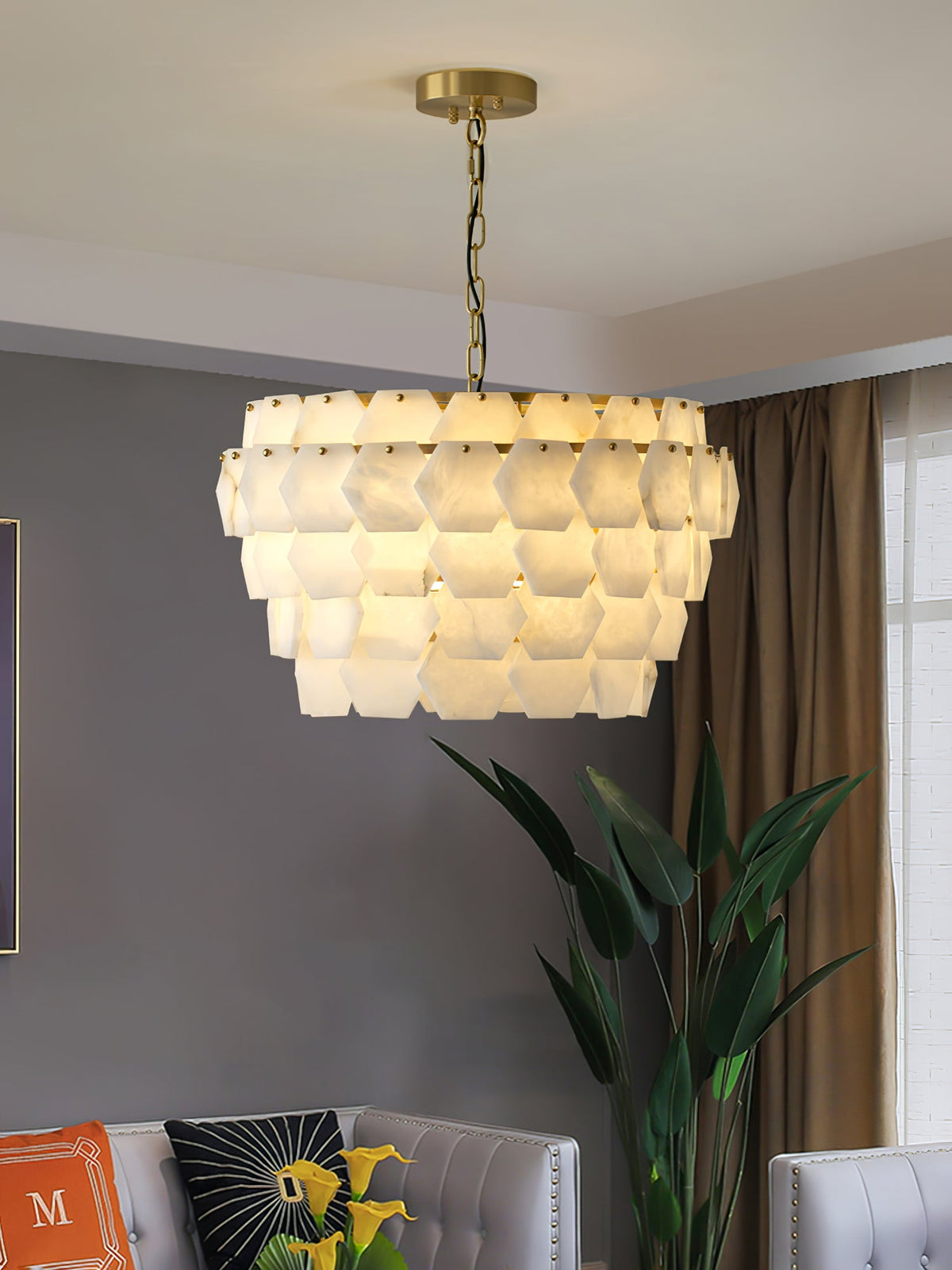 Wardenwood Alabaster Chandelier-Moonnatur