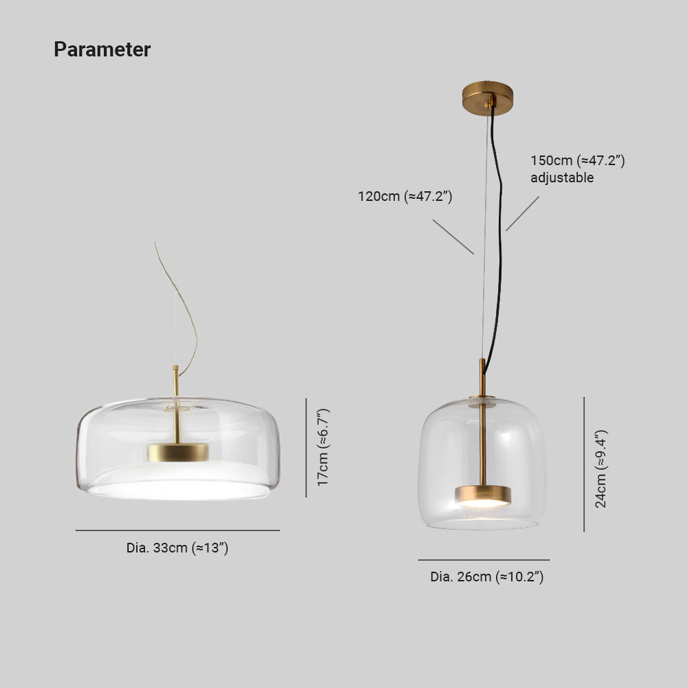 June Morden Glass Pendant Light Clear/Smoky/Amber - Neutralighting