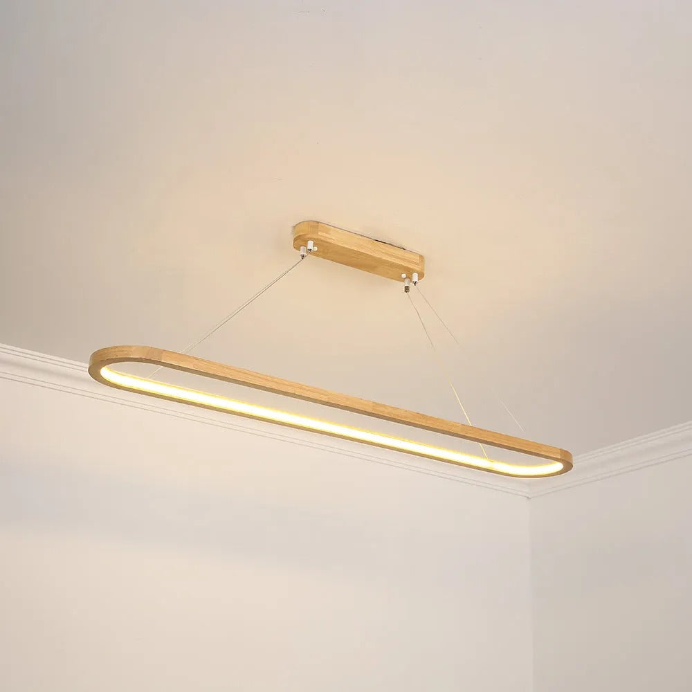Veon Contemporary Oval Wooden Pendant Light - Neutralighting