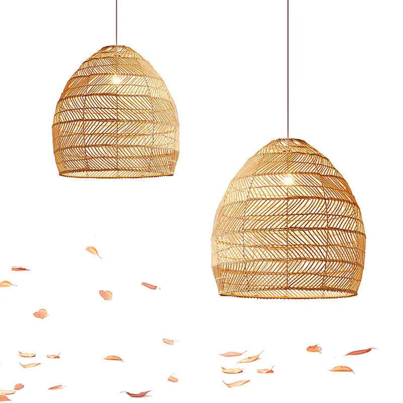 Lian Rattan Bamboo Lampshade Hand Knitted Pendant Light - Neutralighting