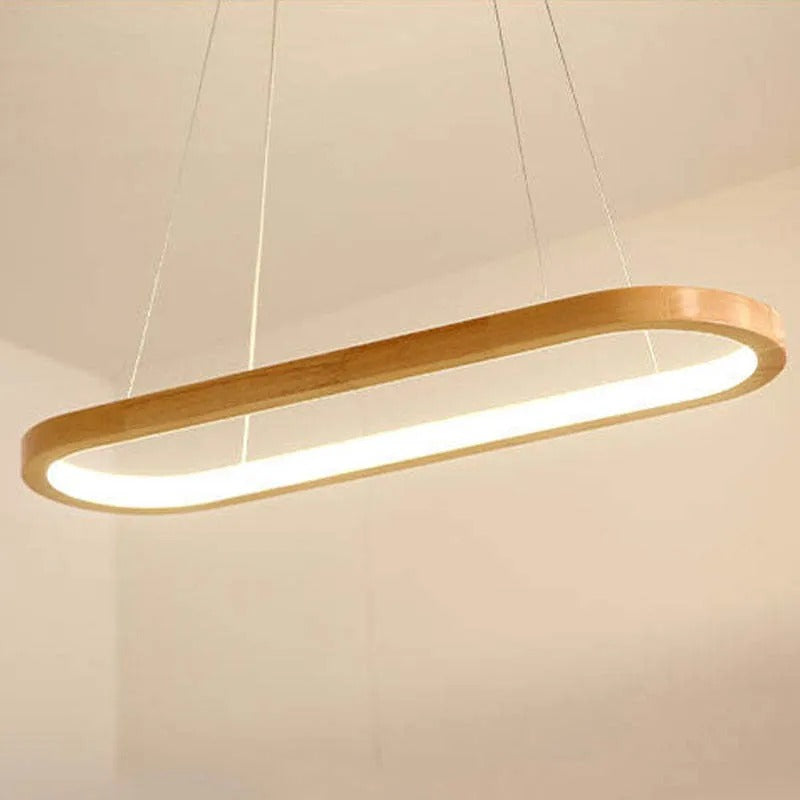 Veon Contemporary Oval Wooden Pendant Light - Neutralighting