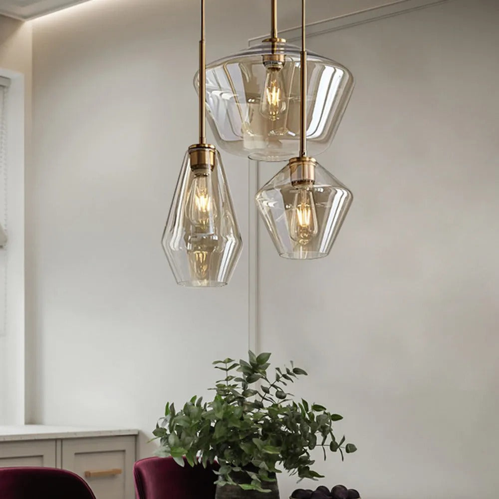 June Pendant Light Glass, Clear/Amber Diamond shape - Neutralighting