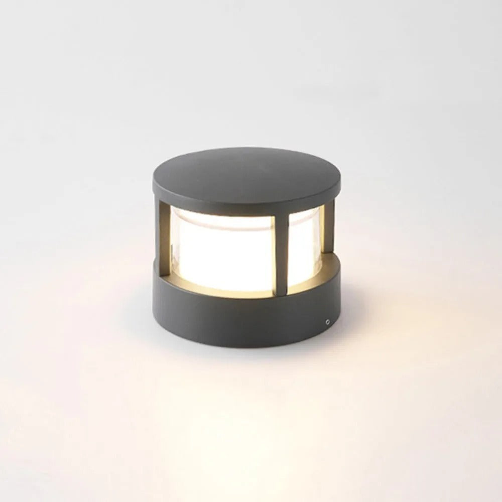Zyra Modern Metal Cylindrical Outdoor Bollard Light, Black - Neutralighting