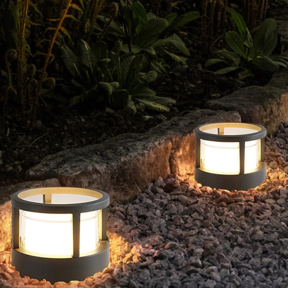 Zyra Modern Metal Cylindrical Outdoor Bollard Light, Black - Neutralighting
