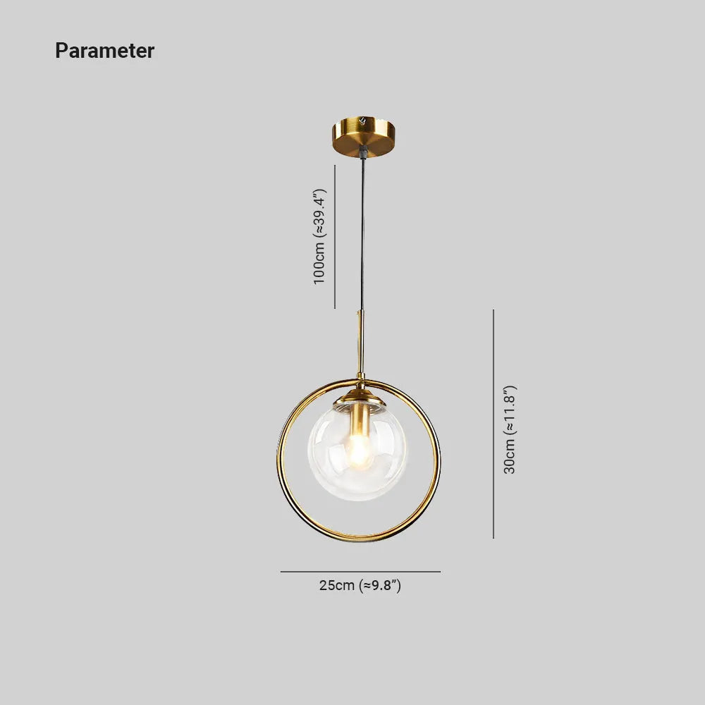 Zoey Glass Pendant Light with a Metal Ring - Neutralighting